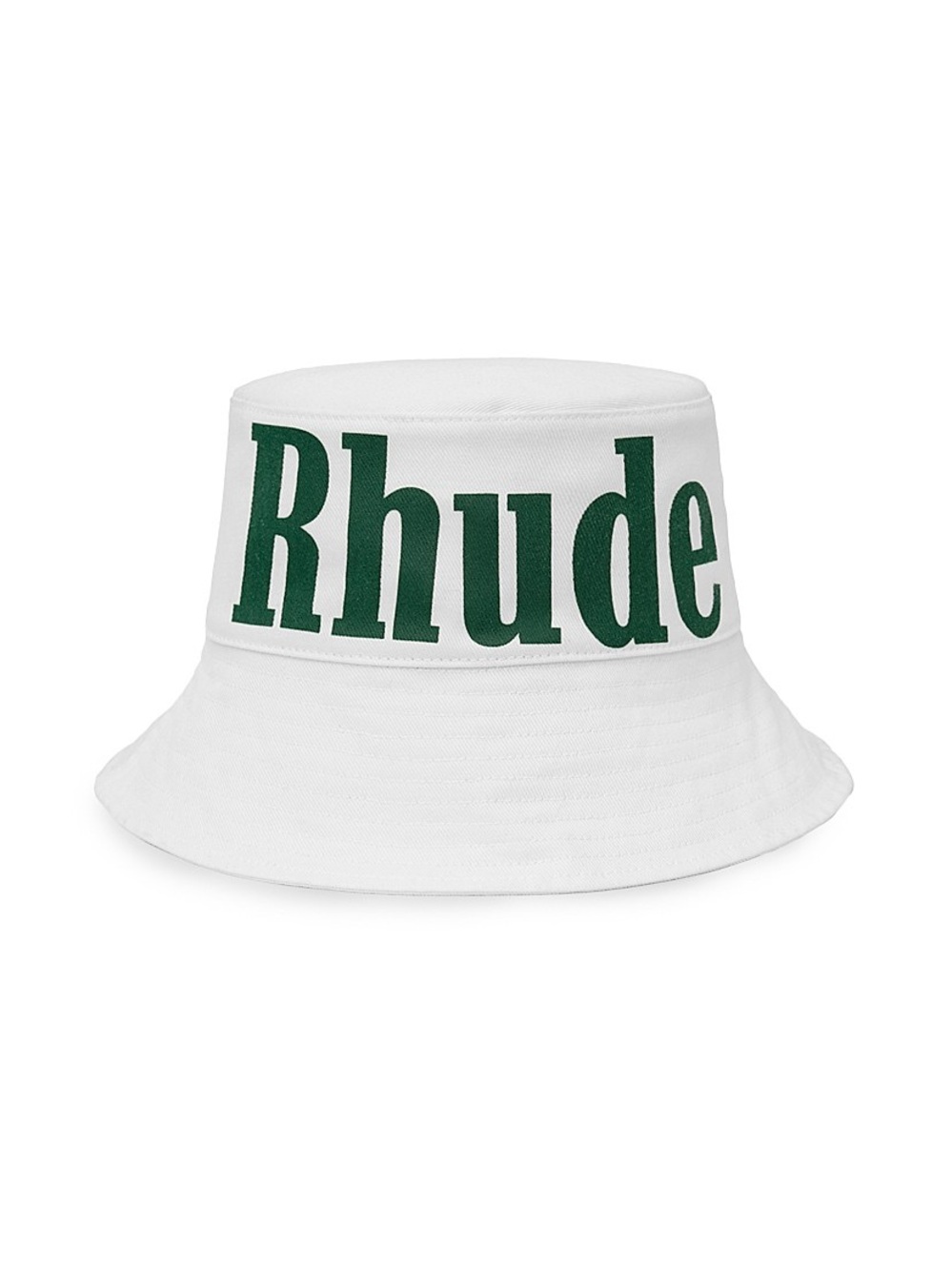 RHUDE BUCKET HAT GREEN OFF-WHITE Cotton Denim Embroidered Logo One Size